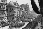 Desfile militar en Vigo celebrando a vitoria dos nacionais na Guerra Civil. (Arquivo Pacheco)